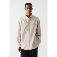 Рубашка Oxford Regular Fit H&M, Цвет: Бежевый, Размер: XL