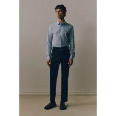 Рубашка Slim Fit Легкая Глажка H&M, Цвет: Голубой, Размер: M