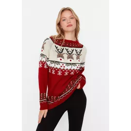Sweater TRENDYOLMILLA, Color: Maroon, Size: S