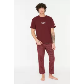 Пижамный комплект TRENDYOL MAN, Цвет: Бордовый, Размер: S