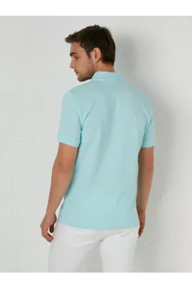 Голубая однотонная повседневная мужская хлопковая футболка поло LC Waikiki, размер S, ткань пике, короткий рукав, произведено в Турции  LC Waikiki, Цвет: Голубой, Размер: S, изображение 4