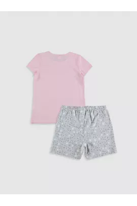 Розовая тонкая пижама для девочек 4-5 лет, LC Waikiki, с коротким рукавом и обычным воротником, производство Турция  LC Waikiki, Цвет: Розовый, Размер: 4-5 лет, изображение 2