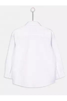 Белая хлопковая однотонная рубашка с длинным рукавом для мальчиков 9-10 лет, бренд LC Waikiki, произведено в Турции  LC Waikiki, Цвет: Белый, Размер: 9-10 лет, изображение 3