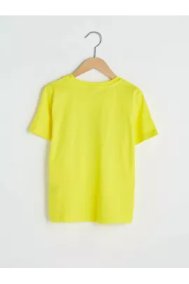 Тонкая желтая хлопковая футболка с коротким рукавом и принтом для мальчиков 5-6 лет, бренд LC Waikiki, произведено в Турции  LC Waikiki, Цвет: Желтый, Размер: 5-6 лет, изображение 2