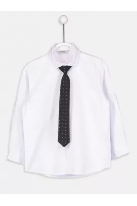 Белая хлопковая однотонная рубашка с длинным рукавом для мальчиков 9-10 лет, бренд LC Waikiki, произведено в Турции  LC Waikiki, Цвет: Белый, Размер: 9-10 лет
