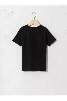 Черная хлопковая футболка с коротким рукавом и принтом для мальчиков 5-6 лет, бренд LC Waikiki, произведено в Турции  LC Waikiki, Цвет: Черный, Размер: 5-6 лет, изображение 2