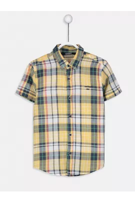 Желтая хлопковая клетчатая рубашка для мальчиков 8-9 лет, ткань поплин, бренд LC Waikiki, произведено в Турции  LC Waikiki, Цвет: Желтый, Размер: 8-9 лет