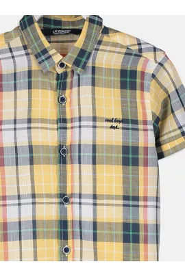 Желтая хлопковая клетчатая рубашка для мальчиков 8-9 лет, ткань поплин, бренд LC Waikiki, произведено в Турции  LC Waikiki, Цвет: Желтый, Размер: 8-9 лет, изображение 3