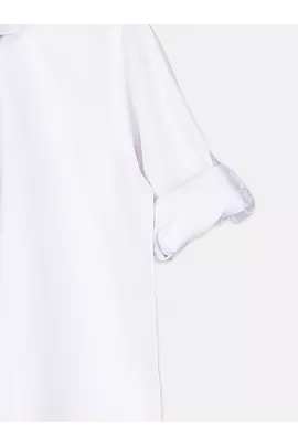 Белая хлопковая однотонная рубашка с длинным рукавом для мальчиков 9-10 лет, бренд LC Waikiki, произведено в Турции  LC Waikiki, Цвет: Белый, Размер: 9-10 лет, изображение 4