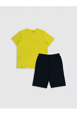 Тонкий желтый костюм с коротким рукавом и принтом для мальчиков 3-4 лет, бренд LC Waikiki, произведено в Турции  LC Waikiki, Цвет: Желтый, Размер: 3-4 года, изображение 2