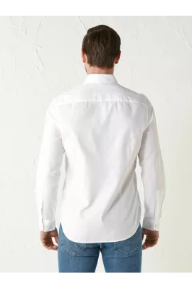 Мужская белая рубашка LC Waikiki, размер 2XL, для офиса и классического стиля, из тонкого хлопка, однотонная, узкого кроя с длинным рукавом и пуговицами на воротнике, произведена в Турции.  LC Waikiki, Цвет: Белый, Размер: 2XL, изображение 4