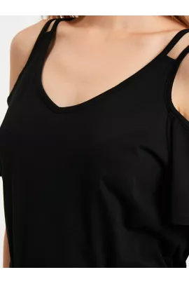Женское платье LC Waikiki из хлопка, размер S, черное, однотонное, производство Турция LC Waikiki, Цвет: Черный, Размер: S, изображение 4