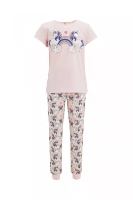 Пижамный комплект DeFacto, Цвет: Розовый, Размер: 3-4 года, изображение 4