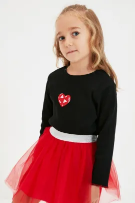 Gyz çaga bluzka TRENDYOLKIDS, Reňk: Gara, Ölçeg: 3-4 ýaş