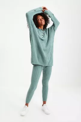 Комплект свитер и брюки TRENDYOLMILLA, Цвет: Бирюзовый, Размер: M, изображение 4