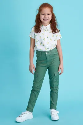 ⠀Брюки Skinny Fit DeFacto, Цвет: Зеленый, Размер: 9-10 лет