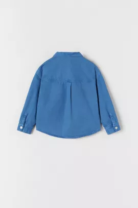 Джинсовая рубашка ZARA, Цвет: Голубой, Размер: 10 лет, изображение 2