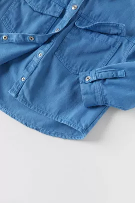 Джинсовая рубашка ZARA, Цвет: Голубой, Размер: 10 лет, изображение 3