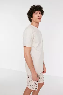 Пижамный комплект TRENDYOL MAN, Цвет: Бежевый, Размер: M, изображение 3