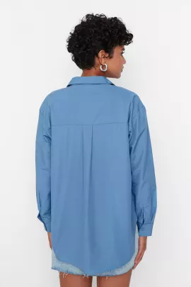 Рубашка TRENDYOLMILLA, Цвет: Синий, Размер: 36, изображение 5