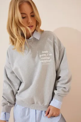 Свитшот Happiness İst., Цвет: Серый, Размер: 40