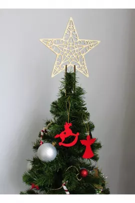 Деревянная звезда на елку Mini Tasarım, Цвет: Желтый, Размер: STD, изображение 2