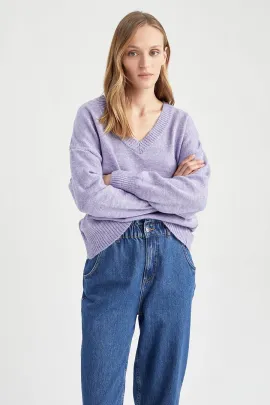 Свитер DeFacto, Цвет: Сиреневый, Размер: M