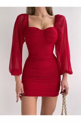 Платье Afiş Butik, Цвет: Красный, Размер: L