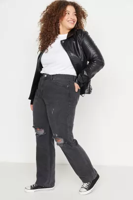 Jeans Trendyol Curve, Reňk: Çal, Ölçeg: 4XL, 3 image