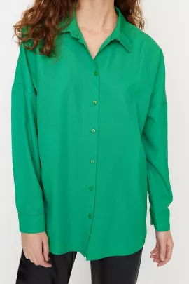 Рубашка TRENDYOLMILLA, Цвет: Зеленый, Размер: L, изображение 4
