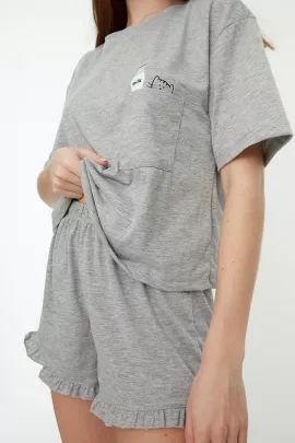 Пижамный комплект TRENDYOLMILLA, Цвет: Серый, Размер: XS, изображение 4