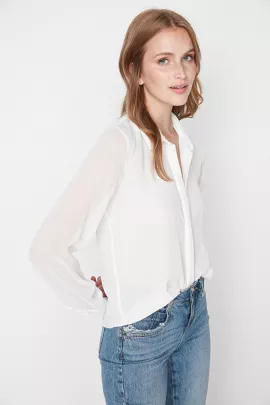 Рубашка TRENDYOLMILLA, Цвет: Белый, Размер: 34, изображение 3