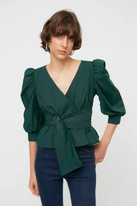 Блузка TRENDYOLMILLA, Цвет: Зеленый, Размер: 36