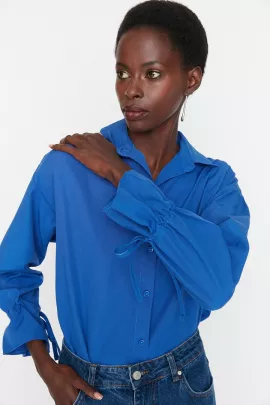 Рубашка TRENDYOLMILLA, Цвет: Синий, Размер: 38, изображение 3