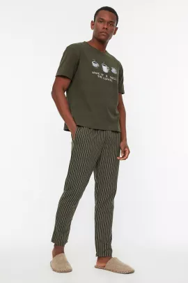 Пижамный комплект TRENDYOL MAN, Цвет: Хаки, Размер: S