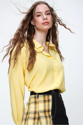 Рубашка Trend Alaçatı Stili, Цвет: Желтый, Размер: 38, изображение 2