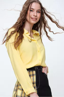 Рубашка Trend Alaçatı Stili, Цвет: Желтый, Размер: 38, изображение 4