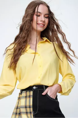 Рубашка Trend Alaçatı Stili, Цвет: Желтый, Размер: 38