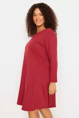 Платье Trendyol Curve, Цвет: Бордовый, Размер: 4XL, изображение 3