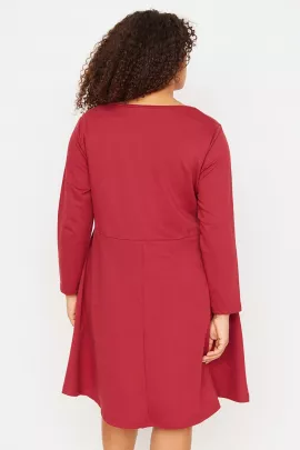 Платье Trendyol Curve, Цвет: Бордовый, Размер: 4XL, изображение 5