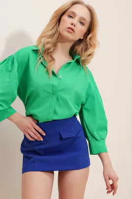 Блузка Trend Alaçatı Stili, Цвет: Зеленый, Размер: M