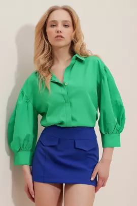 Блузка Trend Alaçatı Stili, Цвет: Зеленый, Размер: S, изображение 3