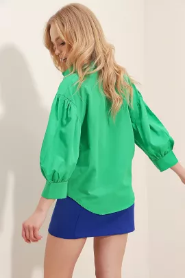 Блузка Trend Alaçatı Stili, Цвет: Зеленый, Размер: S, изображение 4