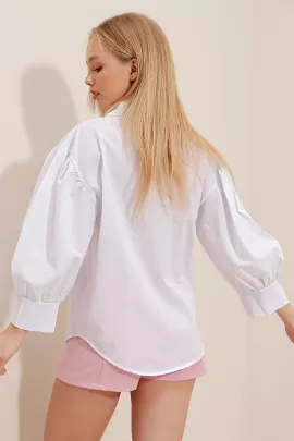 Блузка Trend Alaçatı Stili, Цвет: Белый, Размер: L, изображение 5