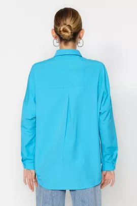 Рубашка TRENDYOLMILLA, Цвет: Голубой, Размер: 36, изображение 4