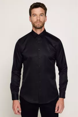 Черная акриловая рубашка Tudors на пуговицах средней толщины, с длинными рукавами, размер L, для мужчин, производство Турция Tudors, изображение 2
