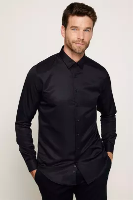 Черная акриловая рубашка Tudors на пуговицах средней толщины, с длинными рукавами, размер L, для мужчин, производство Турция Tudors