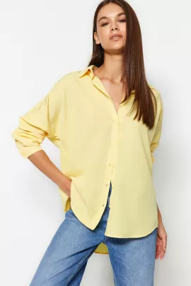 Рубашка TRENDYOLMILLA, Цвет: Желтый, Размер: 36, изображение 3