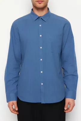 Рубашка TRENDYOL MAN, Цвет: Темно-синий, Размер: S, изображение 3