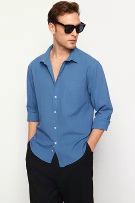 Рубашка TRENDYOL MAN, Цвет: Темно-синий, Размер: S, изображение 2
